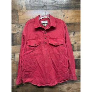 VTG ORVIS Malapai Red Cotton 1/4 Zip Pullover Shirt Men's Size M